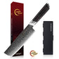 Grandsharp Japanese 129 Layers Damascus Steel 7 Inch Nakiri Knife Kitchen Damascus Nakiri Knives with Black Carbon Fiber Handle