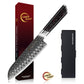 Grandsharp Premium Damascus Santoku Knife 7 Inch 129 Layers Steel Kitchen Santoku Knives with Black Carbon Fiber+Resin Handle