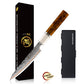 Grandsharp Copper Damascus 5inch Utility Knife with Solidified Wood+Imitation Ivory Handle