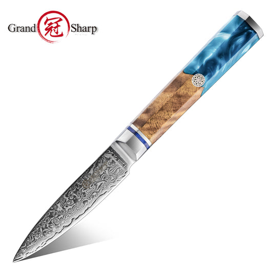 Grandsharp 10Cr15CoMoV Damascus 3inch Paring Fruit Knife