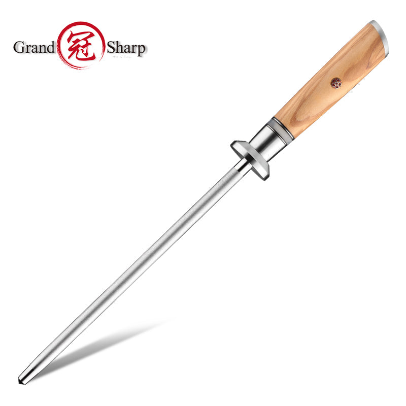 Grandsharp Custom Olive Wood Handle Damascus Kitchen Knife Collection