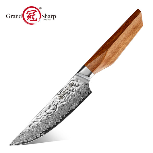 Grandsharp 67 Layers AUS-10 Damascus Steak Knife with Rose Wood Handle
