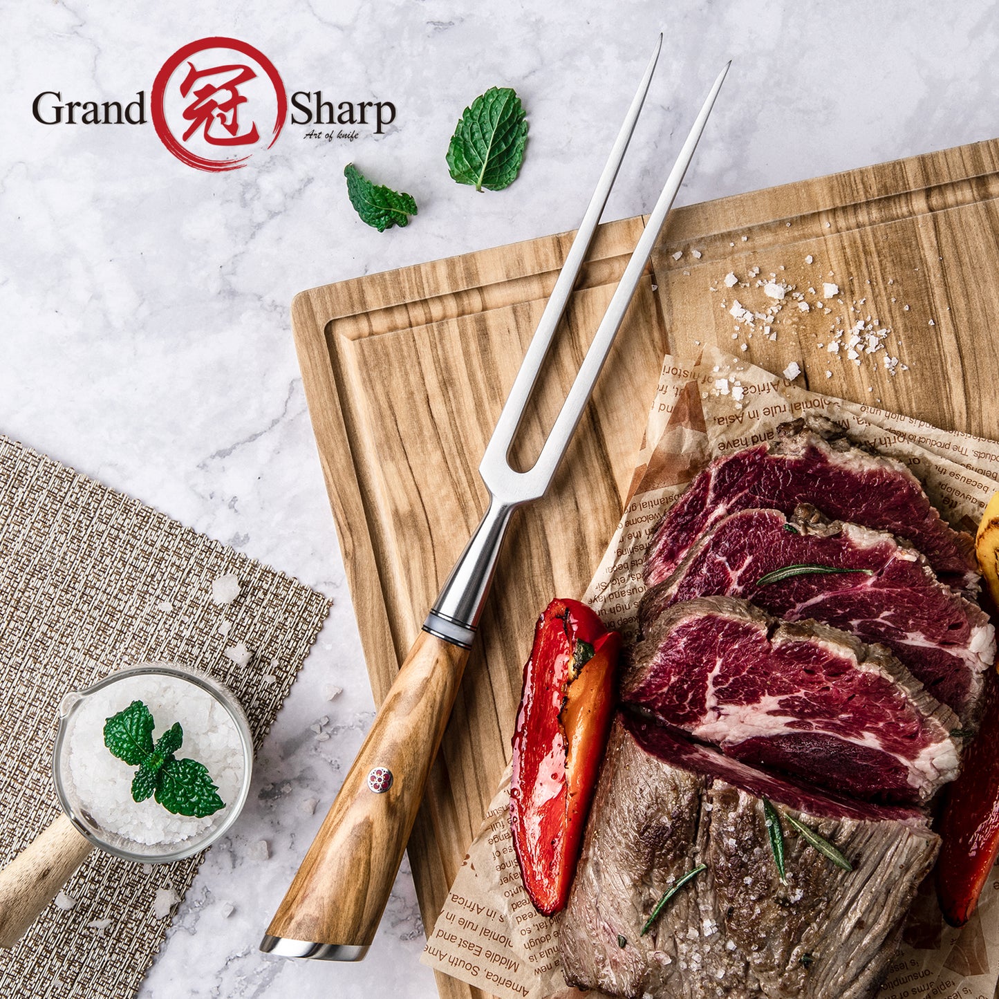 Grandsharp Damascus Steel Set Damascus AUS 10 Chef Knife Santoku Utility Paring Cleaver Kitchen Knife Collection