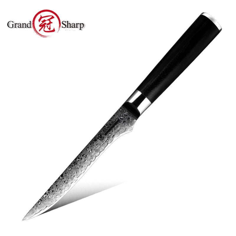Grandsharp Black Handle 10Cr15CoMoV Damascus Boning Knife