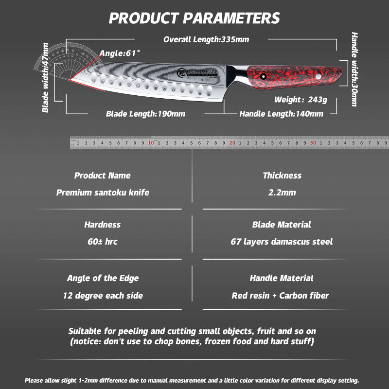 Grandsharp 67 Layers Damascus Santoku Chef Knife