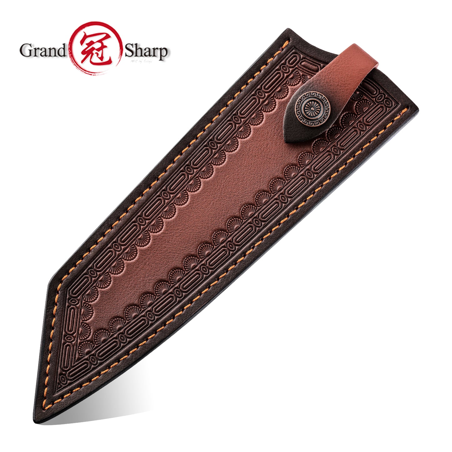 Grandsharp Professional Knife Leather Sheath Genuine Cowhide Leather Chef Kiritsuke Knives Vintage Sheath