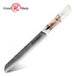 Grandsharp Damascus Steel 8.5 Inch Kitchen Bread Knife White Resin & Solidified Wood Handle