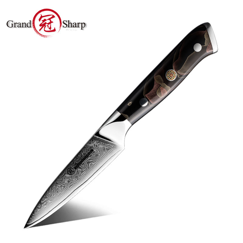 Grandsharp 10Cr15CoMoV damascus fruit paring knife