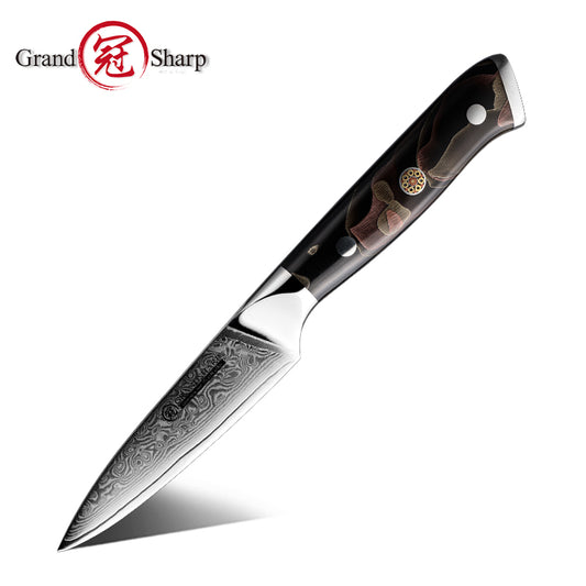 Grandsharp 10Cr15CoMoV damascus fruit paring knife