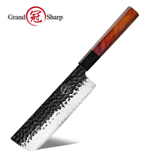 Grandsharp High Quality Chef Knife High Carbon Stainless Steel Kitchen Slicing Vegetable Meat Nakiri Knife