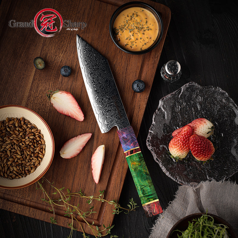 Grandsharp 5.5 Inch 67 Layers Damascus Steel Kitchen Chef Kiritsuke Knife Knife Cutting Knives Octagonal Wood Handle
