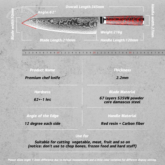 Grandsharp S35VN Damascus Chef Gyuto Knife