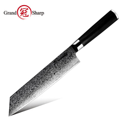 Grandsharp Black Handle 10Cr15CoMoV Damascus Kitchen Knife Collection