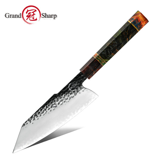 Grandsharp Handmade Forged 7inch Kiritsuke Chef Knife with Kurouchi Finish