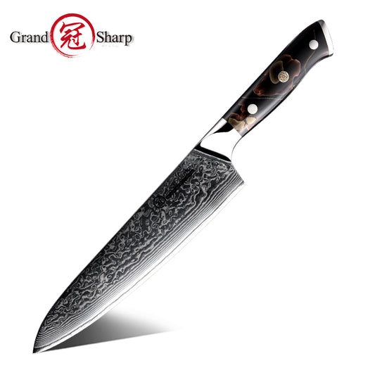 Grandsharp 10Cr15CoMoV damascus chef knife