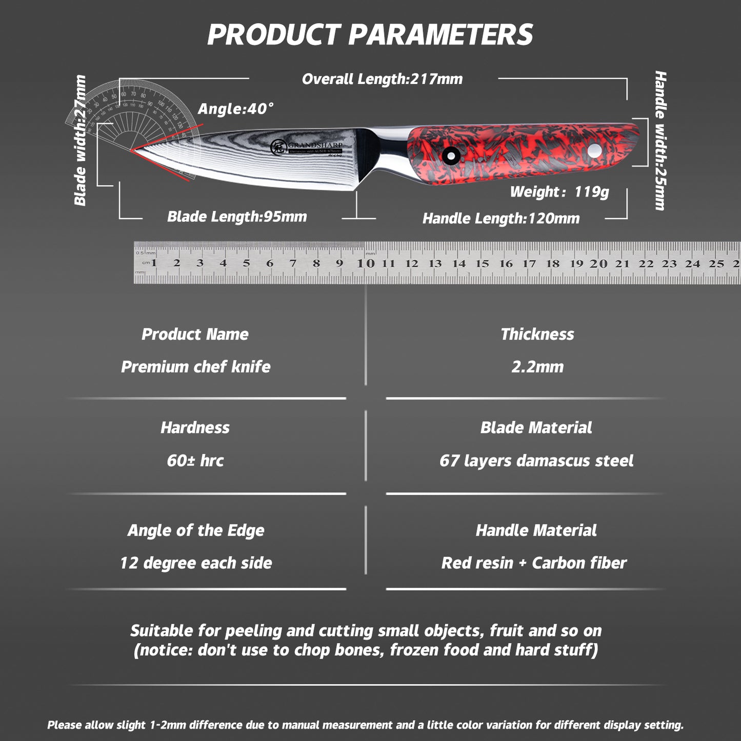 Grandsharp 67 Layers Damascus Fruit Paring Knife