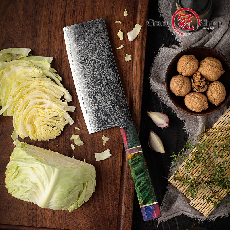 Quality 6.5 Inch Damascus Steel Kitchen Cleaver Knife Butcher Knives Meat Vegetable Chopper with Octagonal Wood Handle