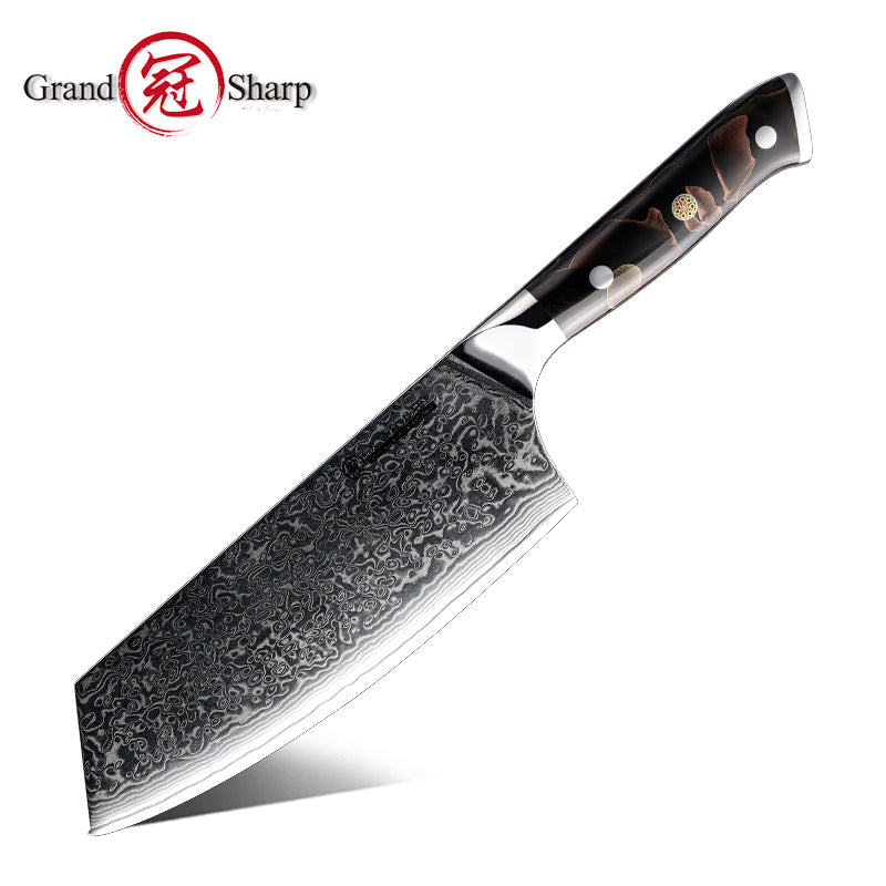 Grandsharp 10Cr15CoMoV damascus cleaver chef knife