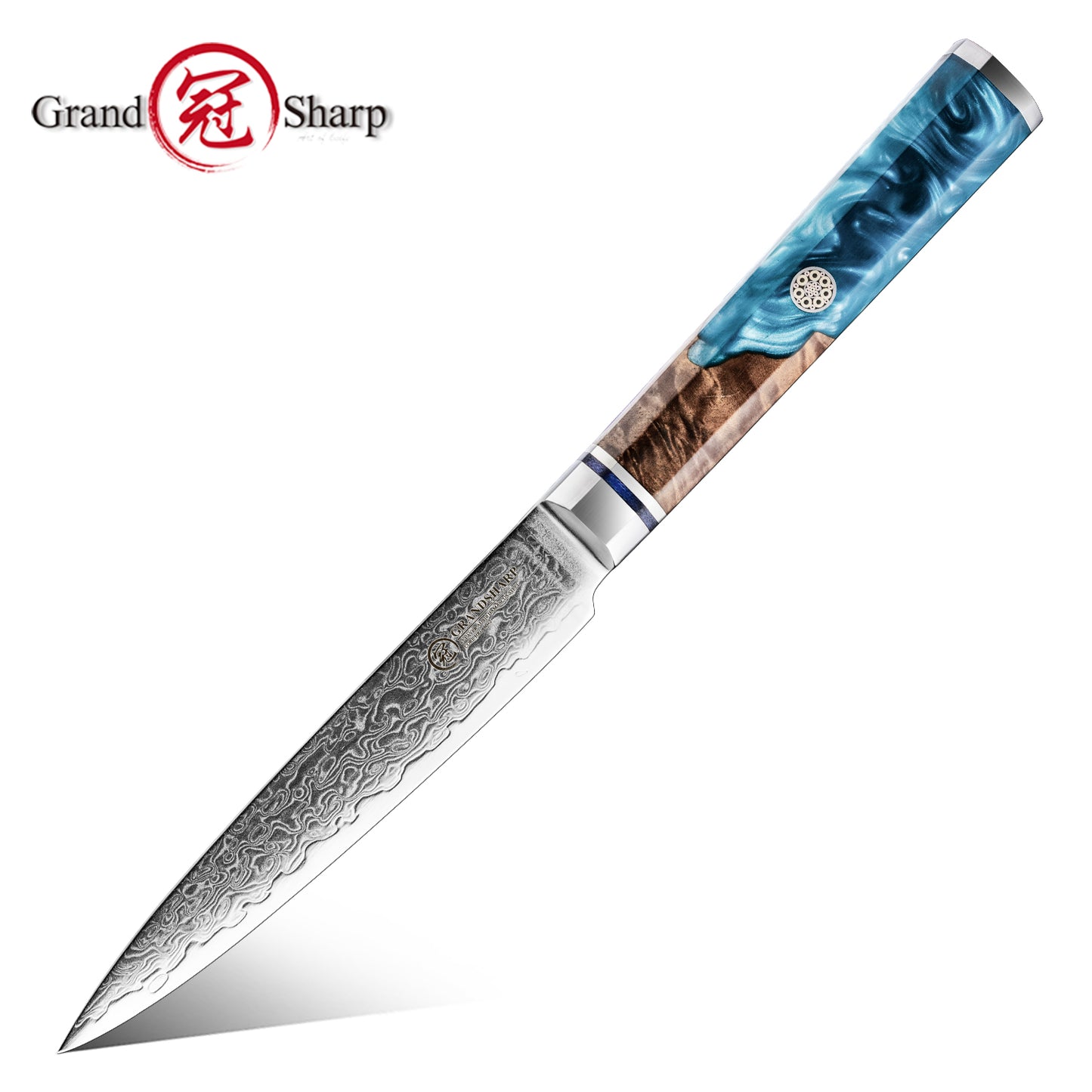 Grandsharp 10Cr15CoMoV Damascus 5inch Utility Knife