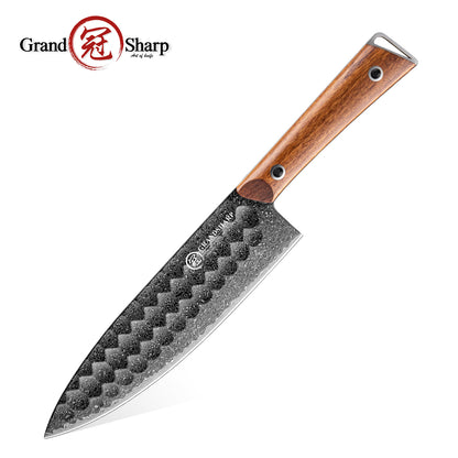 Grandsharp Kitchen Damascus Knife Sets Damascus Steel Chef Slicing Nakiri Utility Paring Knives with Africa Rose Wood Handle