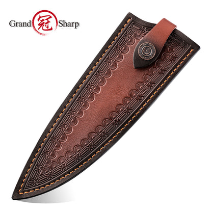 Grandsharp Professional Knife Leather Sheath Genuine Cowhide Leather Chef Kiritsuke Knives Vintage Sheath