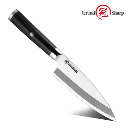 Grandsharp 5Cr15MoV Deba Knife with Black G10 Handle