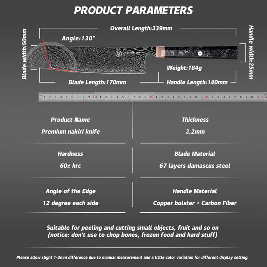 Grandsharp Black Damascus Nakiri Knife