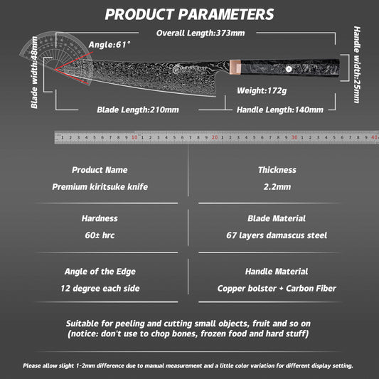 Grandsharp Black Damascus Kiritsuke Knife