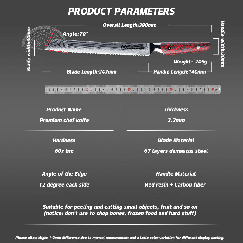 Grandsharp 67 Layers Damascus Serrated Bread Knife
