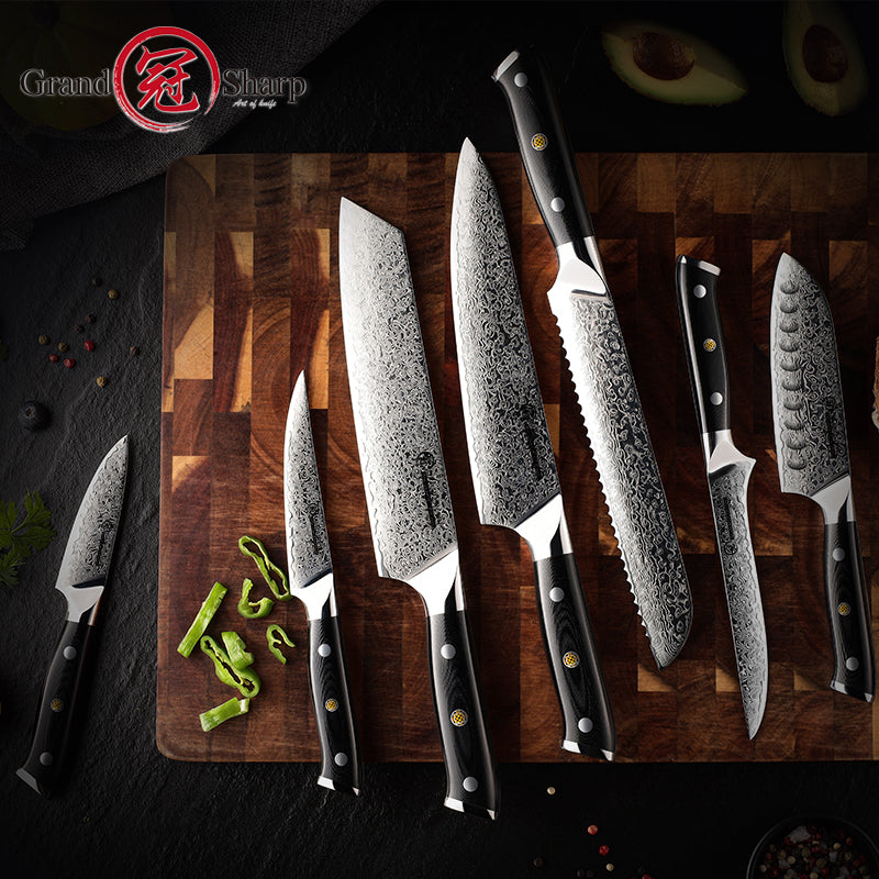 Damascus Knives Set Grandsharp  Kitchen Knives Steel Aus10 - 1