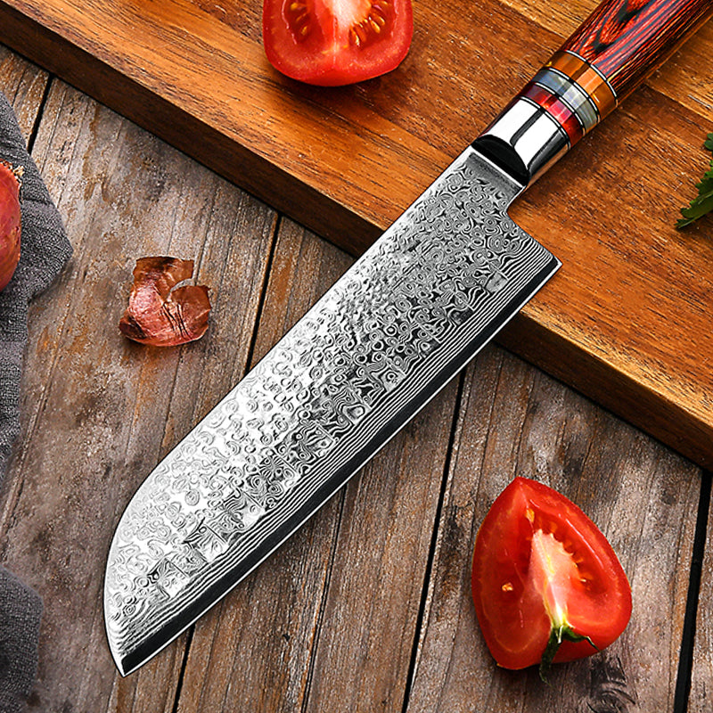 Grandsharp Custom Damascus Steel Santoku Knife