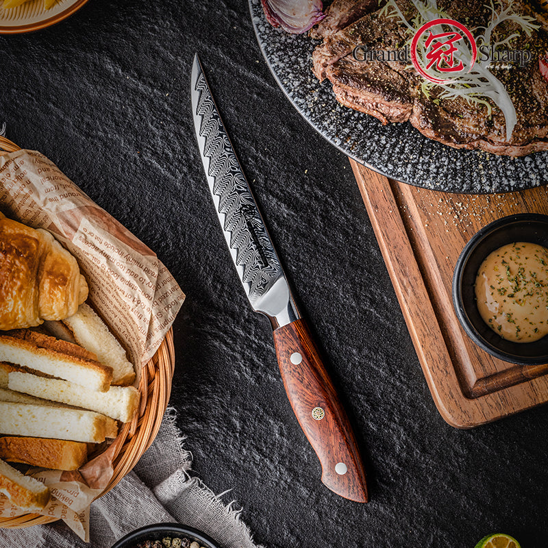 5 Inch AUS10 Super Steel 67 Layer High Carbon Damascus Chef Steel Steak Knife Dinner Table Knife Africa Rosewood Handle