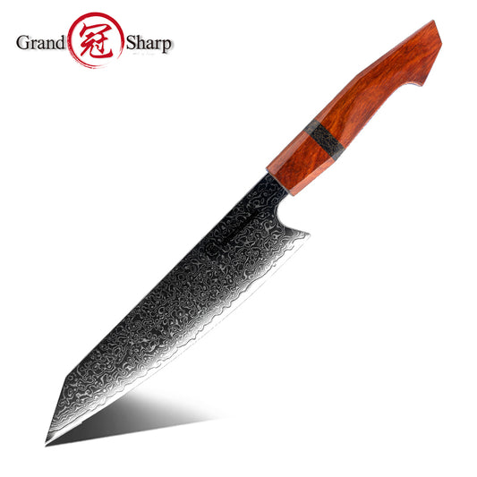 Grandsharp Handmade Damascus Kiritsuke Chef Knife with Sandal Wood Handle