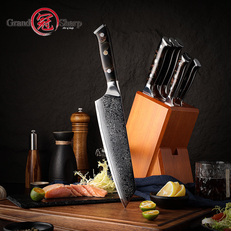 Grandsharp 10Cr15CoMoV damascus kiritsuke chef knife
