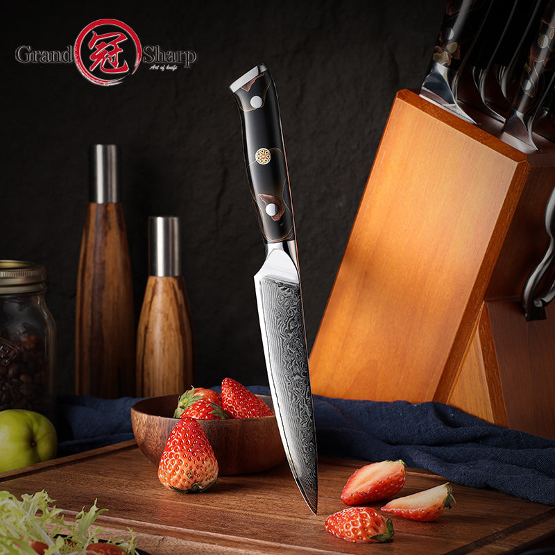 Grandsharp 10Cr15CoMoV damascus petty utility knife