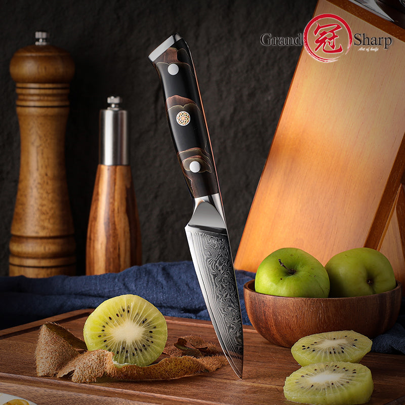 Grandsharp 10Cr15CoMoV damascus fruit paring knife