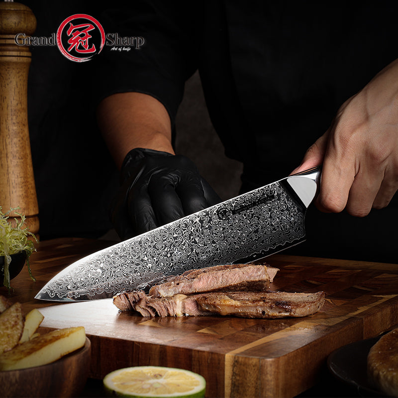Grandsharp Damascus Kitchen Knife Professional 10Cr15CoMoV Damascus Steel Chef Knife