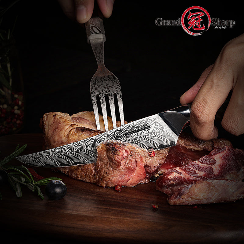 Professional 67 Layers Hand Forged Damascus Steel De Cuchillos Kitchen Knife Western Table Knife Steak Knife