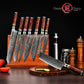 Grandsharp Hot-sale Damascus Kitchen Knife Set 67 Layers Damascus Steel Santoku Boning Kiritsuke Cleaver Utility Chef Knives Set
