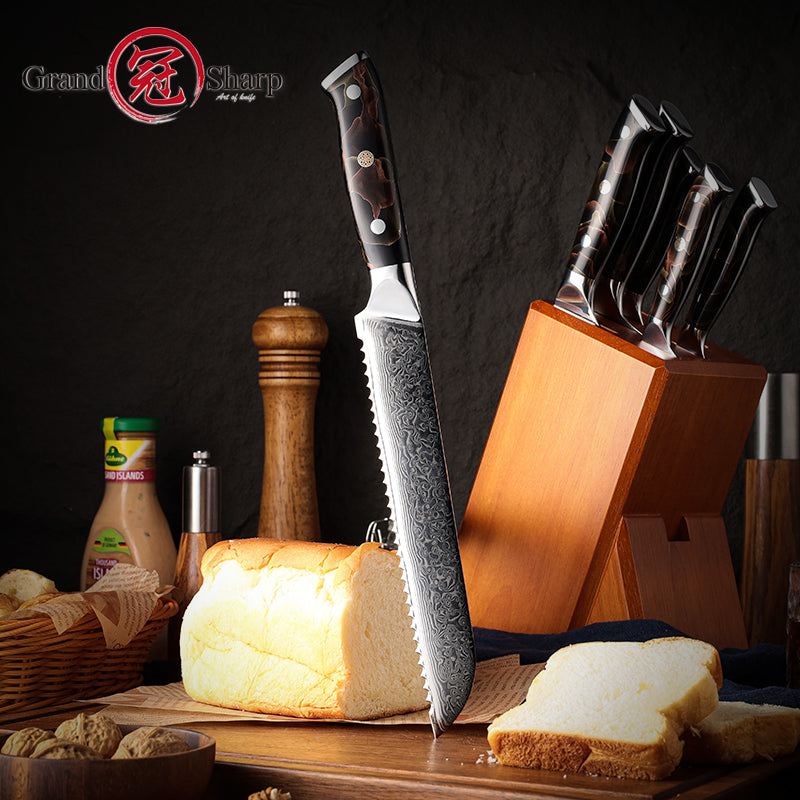 Grandsharp 10Cr15CoMoV damascus bread knife