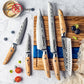 Grandsharp Premium Chef Knife Set 6 Pcs 67 Layers Damascus Steel Chef Kitchen Knives Sharpening Rod Sets with Olive Wood Handle