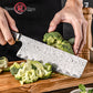 Grandsharp Damascus Steel 7 Inch Nakiri Knife Carbon Fiber Gold-foil Resin Handle