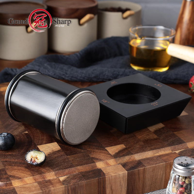 New Arrival Rolling Knife Sharpener Diamond Grinding Disc and Beech Wood Magnetic Angle Support Double-sided Grit Sharpener