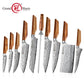 Grandsharp Custom Rose Wood Handle Damascus Kitchen Knife Collection