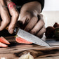 3.5" Damascus 10CR15MOV Carbon Steel Blade With Octagonal Resin+Wood Handle Vegetables Meat Cutter Chef Kitchen Knife