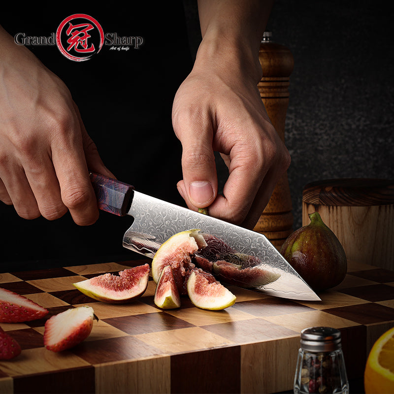 Grandsharp 5.5 Inch 67 Layers Damascus Steel Kitchen Chef Kiritsuke Knife Knife Cutting Knives Octagonal Wood Handle