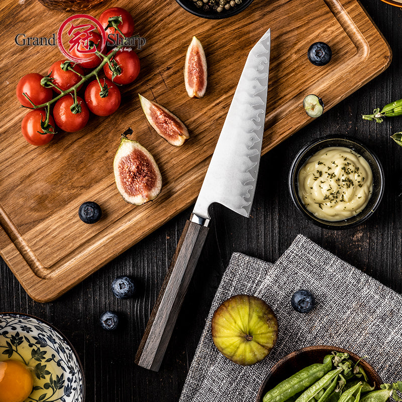 Grandsharp Premium Handmade 5 Layers High Carbon Stainless Steel Kitchen Chef Garasuki Knife With Ciricote Wood Handle