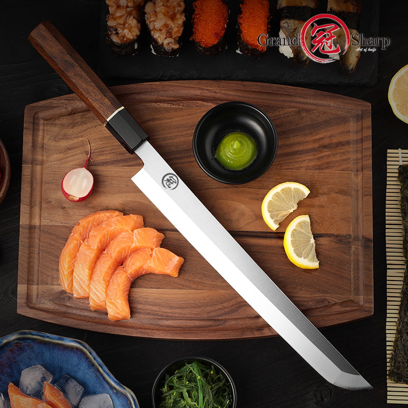 Premium Japanese Kitchen Knife Sakimaru Chef Knife 8cr18mov Steel Tuna Sashimi Cutting Tool Saya Scabbard Gift Box