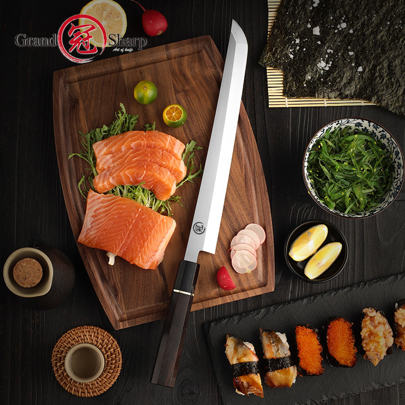 Premium Japanese Kitchen Knife Sakimaru Chef Knife 8cr18mov Steel Tuna Sashimi Cutting Tool Saya Scabbard Gift Box