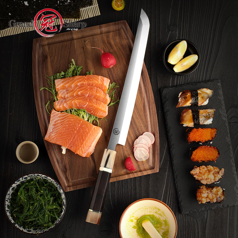 Premium Japanese Kitchen Knife Sakimaru Chef Knife 8cr18mov Steel Tuna Sashimi Cutting Tool Saya Scabbard Gift Box